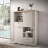 Garnero Arredamenti Credenze Moderne-Credenza alta 118x160h cm 2 ante 2 cassetti 3 vani rovere bianco frassinato Armonia