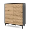 Garnero Arredamenti Credenze Moderne|Madie Moderne-Credenza alta 104x119h cm 2 ante moderna soggiorno quercia nero Becca