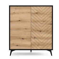 Garnero Arredamenti Credenze Moderne|Madie Moderne-Credenza alta 104x119h cm 2 ante moderna soggiorno quercia nero Becca
