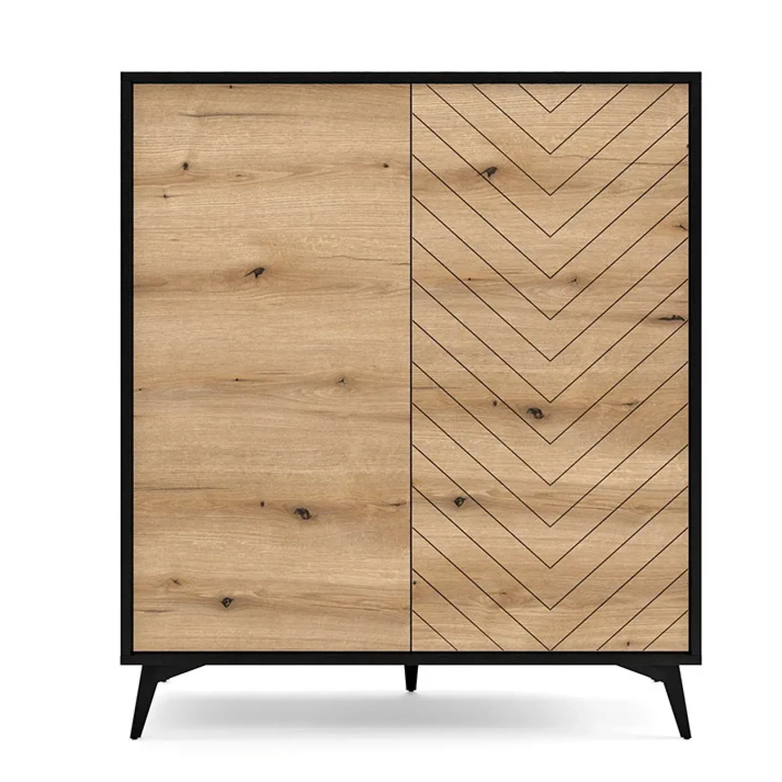 Garnero Arredamenti Credenze Moderne|Madie Moderne-Credenza alta 104x119h cm 2 ante moderna soggiorno quercia nero Becca
