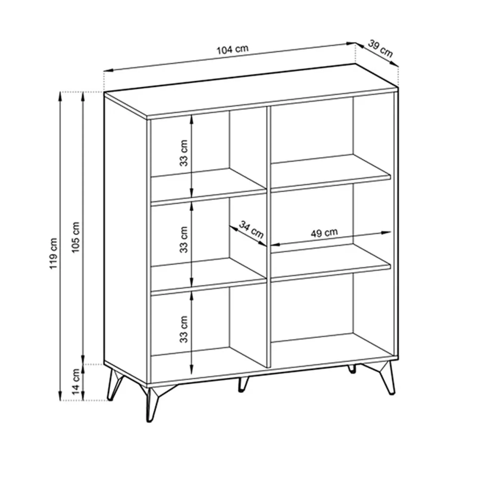 Garnero Arredamenti Credenze Moderne|Madie Moderne-Credenza alta 104x119h cm 2 ante moderna soggiorno quercia nero Becca
