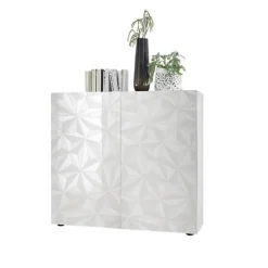 Garnero Arredamenti Credenza Alta|Credenze Moderne-Credenza alta 121x111h cm laccato con serigrafia Marvis Bianco Lucido