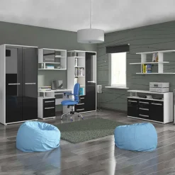 Garnero Arredamenti Credenza Alta|Credenze Moderne-Credenza alta 90x198h cm bianco opaco nero lucido Lexy