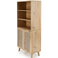 Garnero Arredamenti Credenza Alta-Credenza alta 80x173h cm con libreria 2 ante 3 vani moderna rovere Sombra