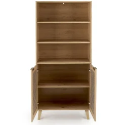 Garnero Arredamenti Credenza Alta-Credenza alta 80x173h cm con libreria 2 ante 3 vani moderna rovere Sombra
