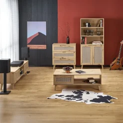 Garnero Arredamenti Credenza Alta-Credenza alta 80x173h cm con libreria 2 ante 3 vani moderna rovere Sombra