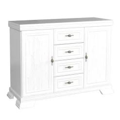 Garnero Arredamenti Credenza Alta-Credenza alta 128x195h cm con vetrina shabby Kelly Bianco Frassinato