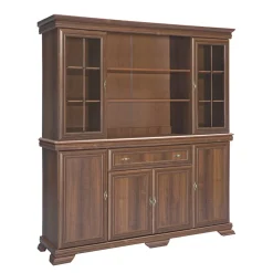 Garnero Arredamenti Credenza Alta|Mobili Arte Povera-Credenza alta 168x195h cm con vetrina arte povera quercia Kelly Noce