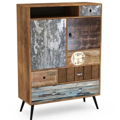 Garnero Arredamenti Credenza Alta|Credenze Moderne-Credenza alta 100x140h cm industrial multicolore acciaio nero Kabul