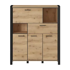 Garnero Arredamenti Credenze Moderne-Credenza alta 120x140h cm moderna quercia nero opaco Neive