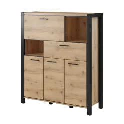 Garnero Arredamenti Credenze Moderne-Credenza alta 120x140h cm moderna quercia nero opaco Neive