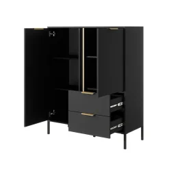 Garnero Arredamenti Credenza Alta-Credenza alta 103x123h cm moderna 2 ante 2 cassetti antracite Nebula