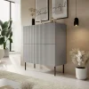 Garnero Arredamenti Credenza Alta|Credenze Moderne-Credenza alta 100x110h cm moderna soggiorno grigio chiaro nero Cadice