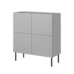 Garnero Arredamenti Credenza Alta|Credenze Moderne-Credenza alta 100x110h cm moderna soggiorno grigio chiaro nero Cadice
