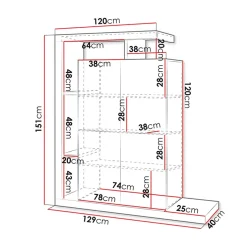 Garnero Arredamenti Credenza Alta|Credenze Moderne-Credenza alta 129x151h cm moderna bianco rovere Pabla
