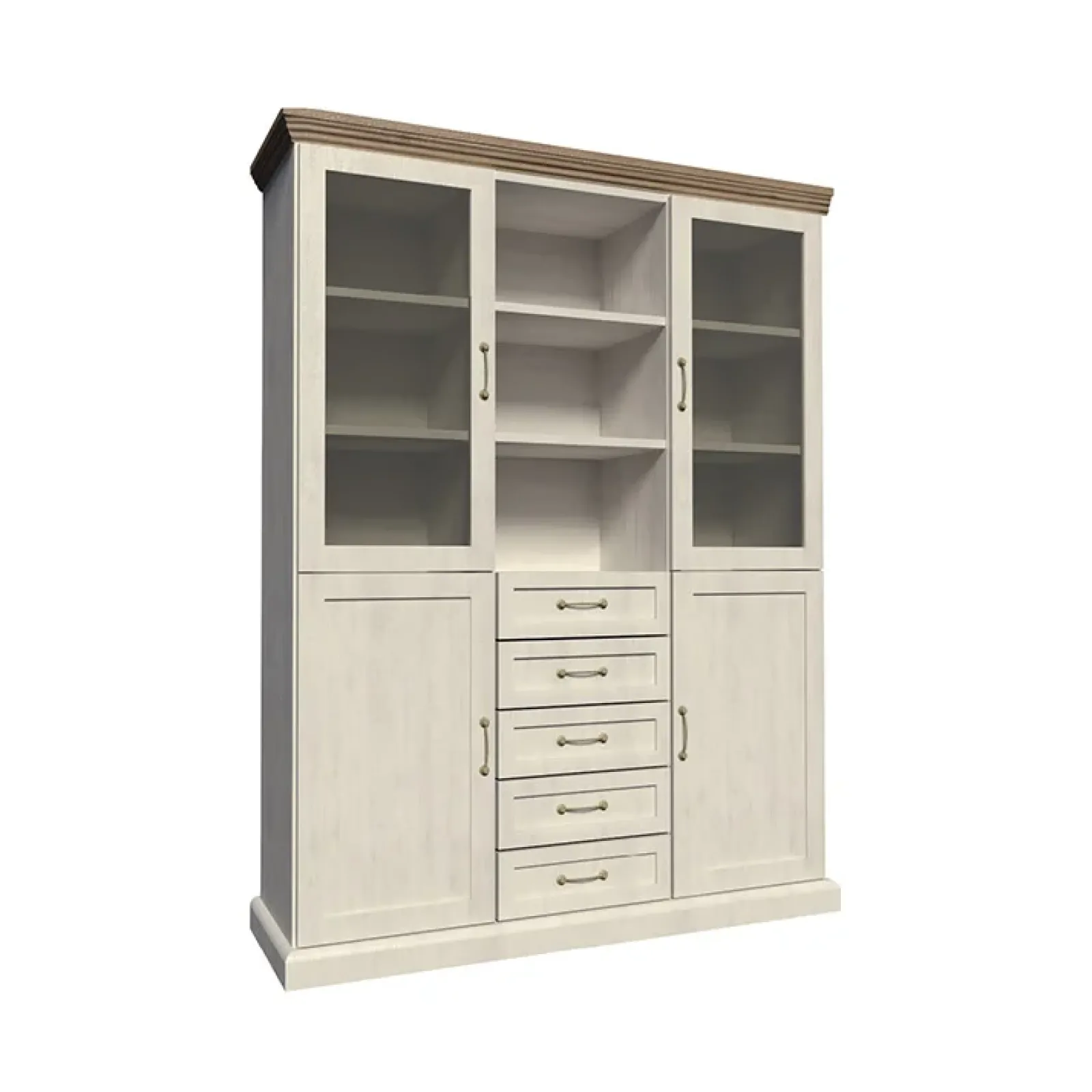 Garnero Arredamenti Credenza Alta-Credenza alta 127x187h cmi con vetrina pino frassinato rovere Blend