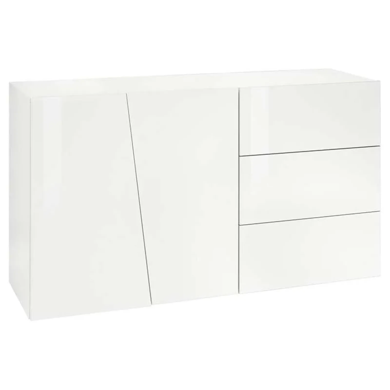 Garnero Arredamenti Credenze Moderne|Madie Moderne-Credenza moderna 140x86h cm 2 ante 3 cassetti Candia Gihome® Bianco Lucido