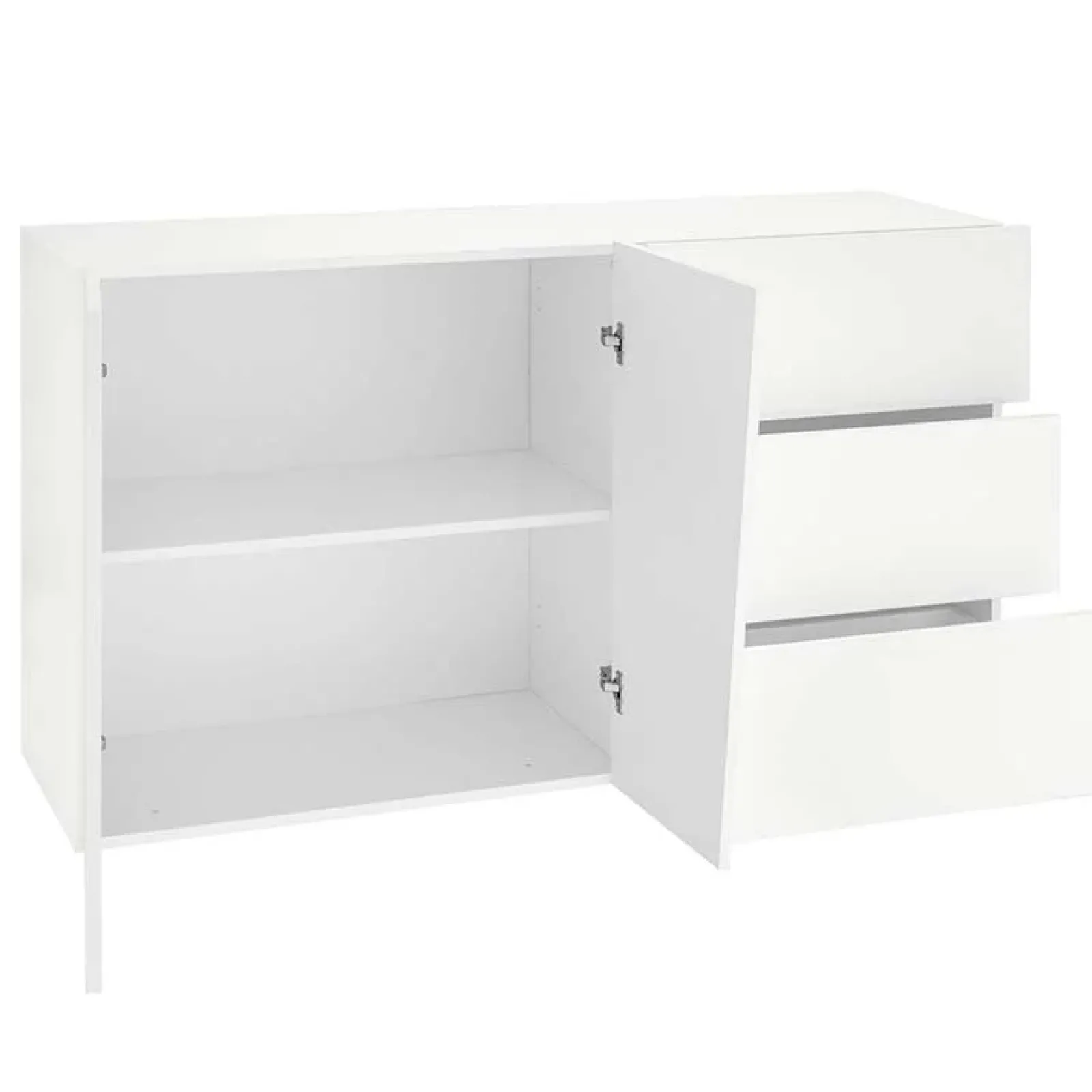 Garnero Arredamenti Credenze Moderne|Madie Moderne-Credenza moderna 140x86h cm 2 ante 3 cassetti Candia Gihome® Bianco Lucido