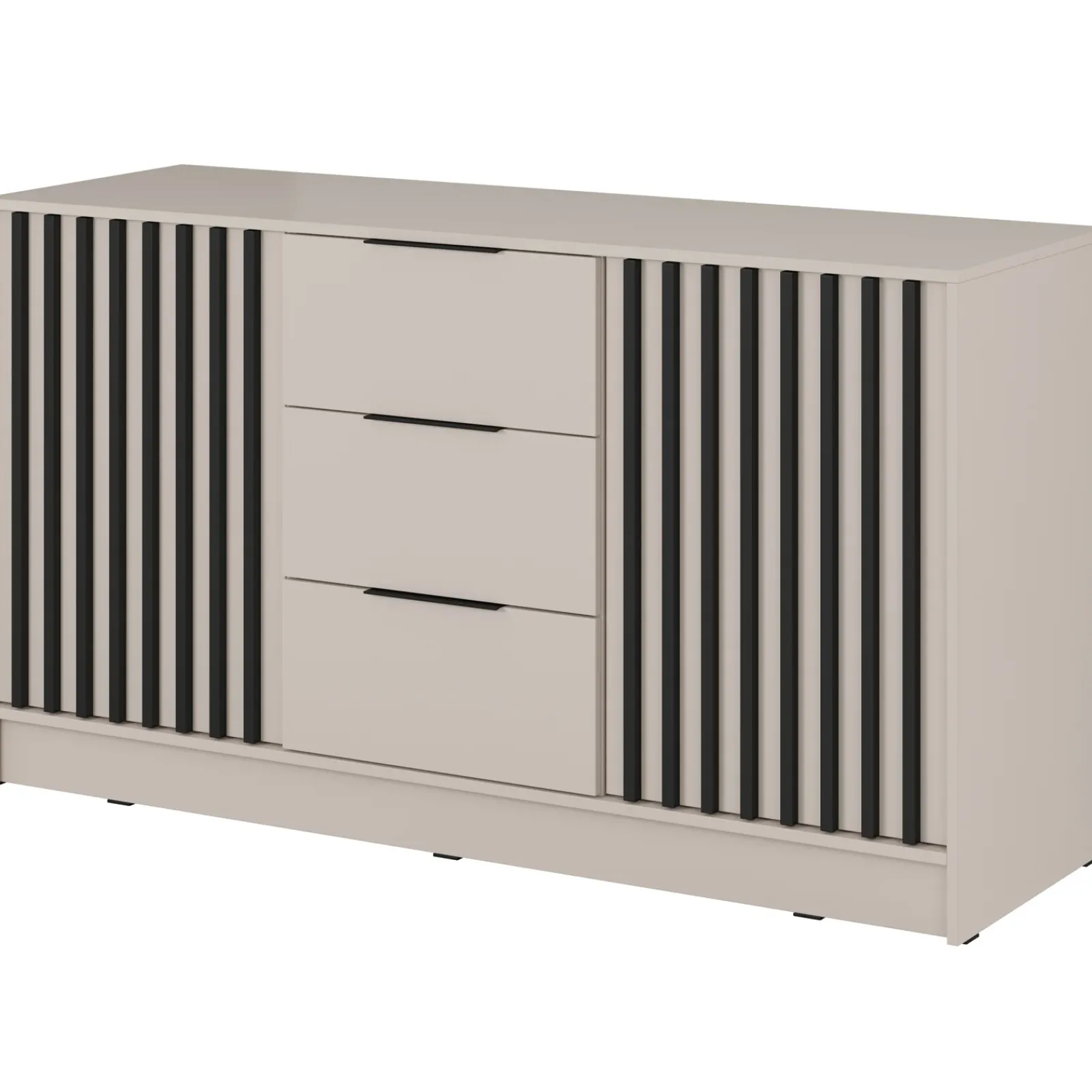 Garnero Arredamenti Credenze Moderne|Madie Moderne-Credenza moderna 155x86h cm 2 ante 3 cassetti cashmere Miller Beige