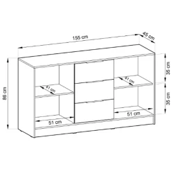 Garnero Arredamenti Credenze Moderne|Madie Moderne-Credenza moderna 155x86h cm 2 ante 3 cassetti cashmere Miller Beige