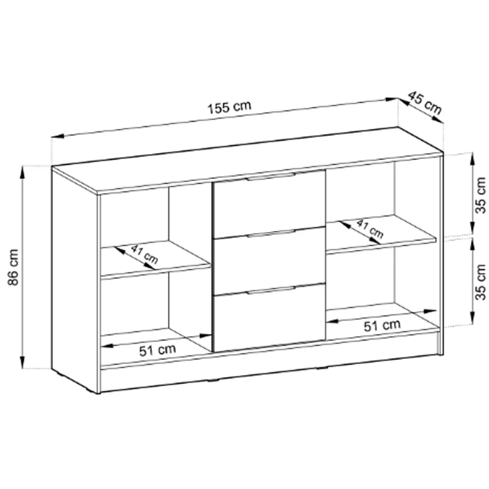 Garnero Arredamenti Credenze Moderne|Madie Moderne-Credenza moderna 155x86h cm 2 ante 3 cassetti cashmere Miller Beige