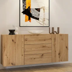 Garnero Arredamenti Credenze Moderne|Madie Moderne-Credenza sospesa 140x63h cm moderna Fusion Rovere