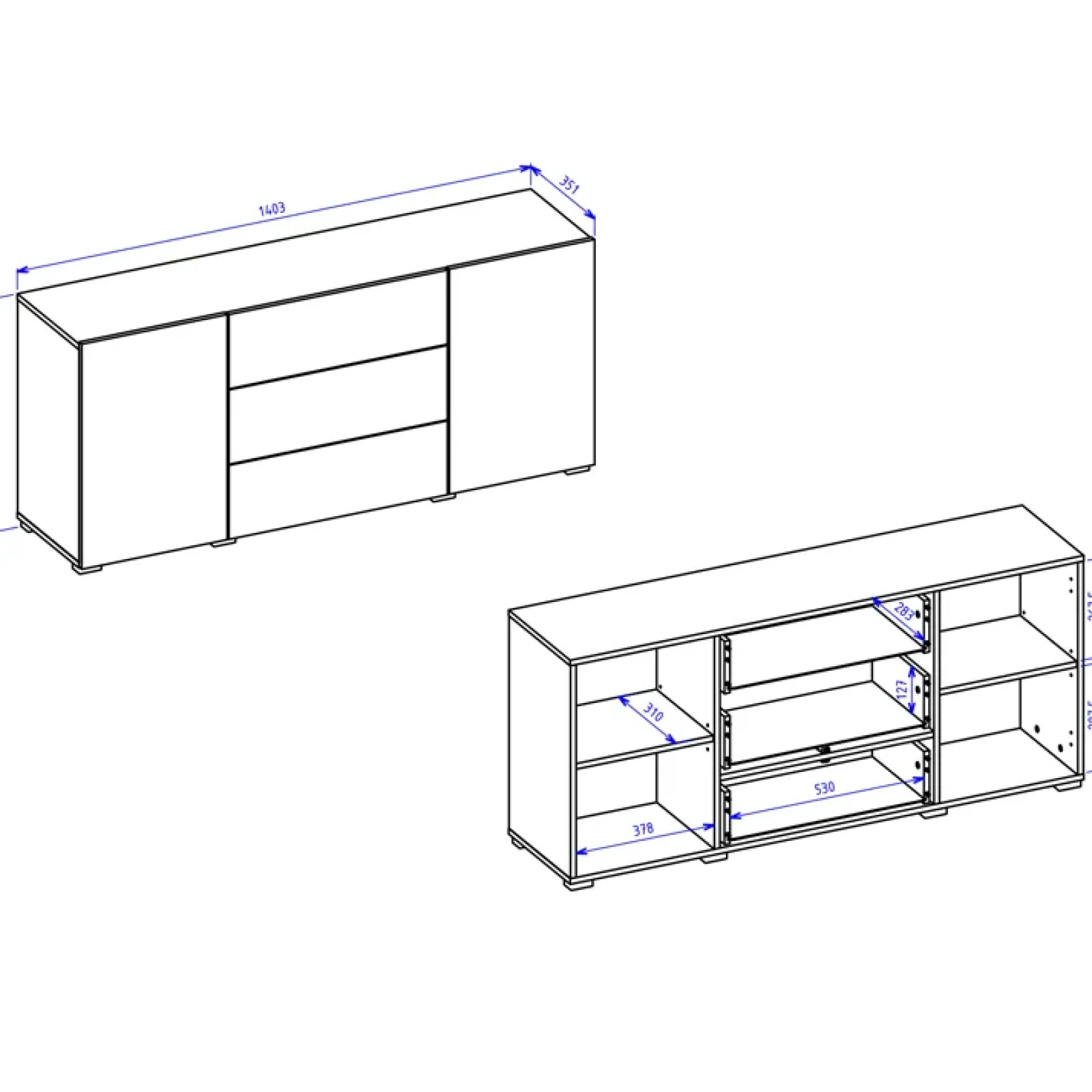 Garnero Arredamenti Credenze Moderne|Madie Moderne-Credenza sospesa 140x63h cm moderna Fusion Rovere