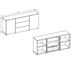 Garnero Arredamenti Credenze Moderne|Madie Moderne-Credenza sospesa 140x63h cm moderna bianca Fusion Bianco Opaco