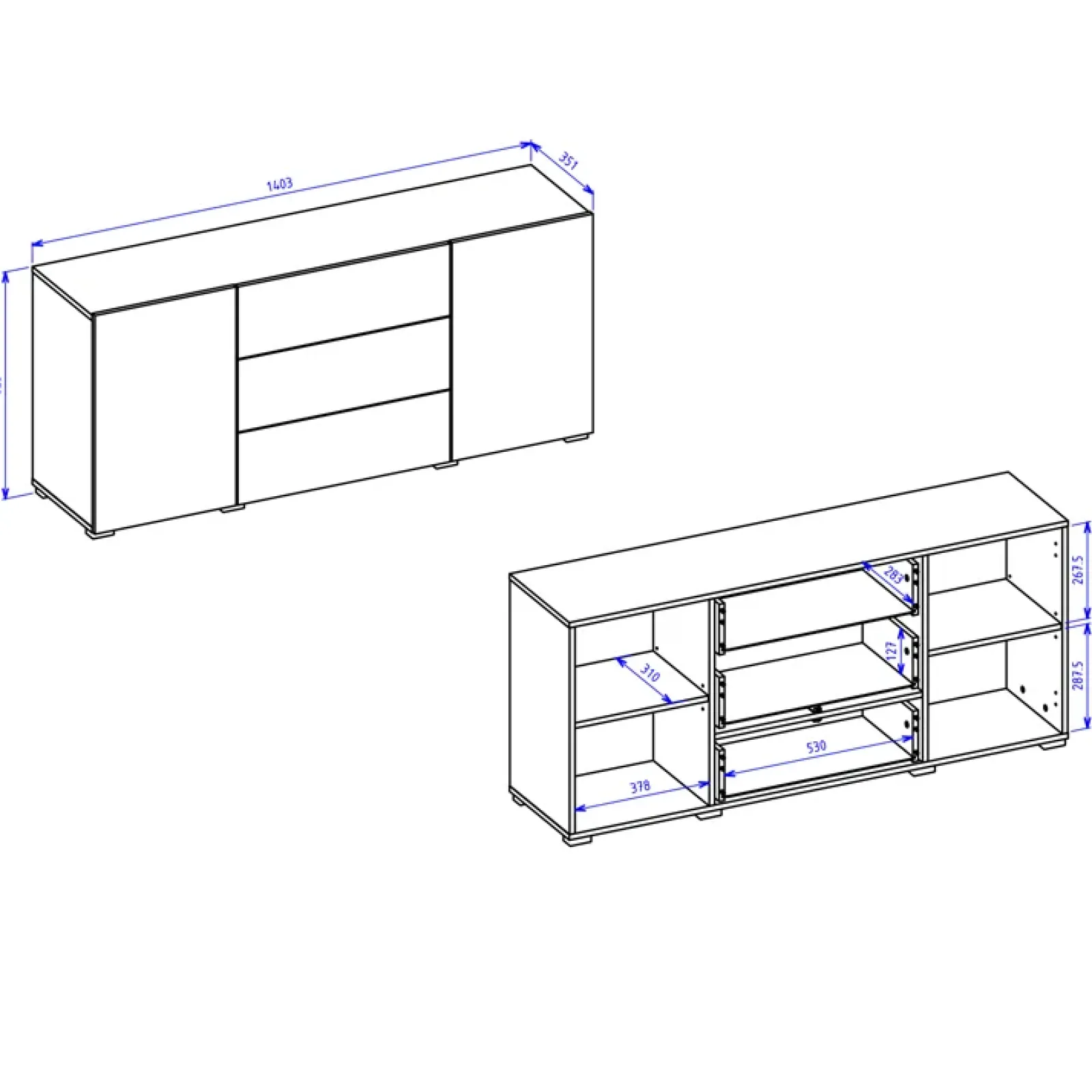 Garnero Arredamenti Credenze Moderne|Madie Moderne-Credenza sospesa 140x63h cm moderna bianca Fusion Bianco Opaco