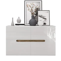 Garnero Arredamenti Credenze Moderne|Madie Moderne-Credenza 120x78cm 2 ante moderna bianco lucido Biancastagno