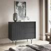 Garnero Arredamenti Credenze Moderne|Madie Moderne-Credenza 97x83h cm 1 anta 3 cassetti  moderna antracite frassinato nero Parigi
