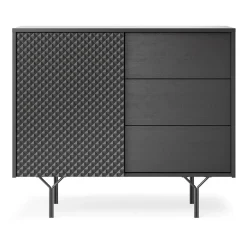 Garnero Arredamenti Credenze Moderne|Madie Moderne-Credenza 97x83h cm 1 anta 3 cassetti  moderna antracite frassinato nero Parigi