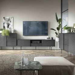 Garnero Arredamenti Credenze Moderne|Madie Moderne-Credenza 97x83h cm 1 anta 3 cassetti  moderna antracite frassinato nero Parigi