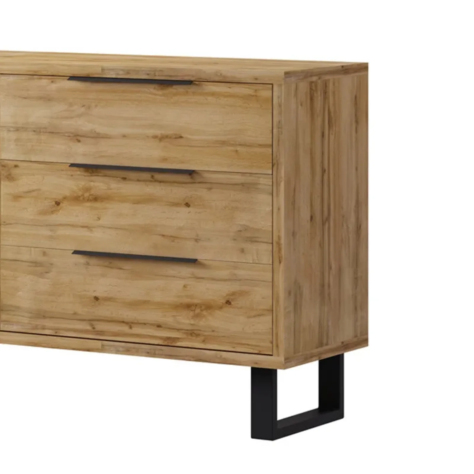 Garnero Arredamenti Credenze Moderne|Madie Moderne-Credenza 144x83h cm 1 anta 3 cassetti moderna quercia nero Petra