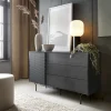 Garnero Arredamenti Credenze Moderne|Madie Moderne-Credenza 144x83h cm 1 anta 3 cassetti moderna antracite frassinato nero Parigi