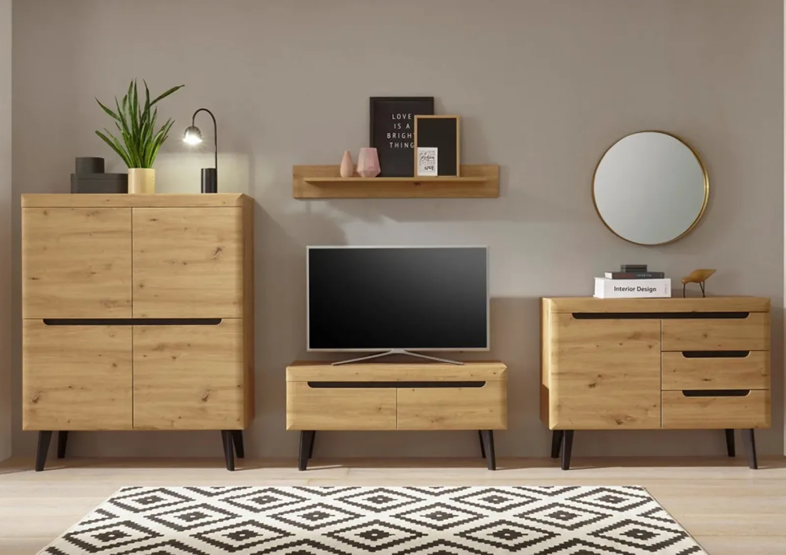 Garnero Arredamenti Credenze Moderne|Madie Moderne-Credenza 107x83h cm 1 anta 3 cassetti moderna rovere Alimena Gihome®