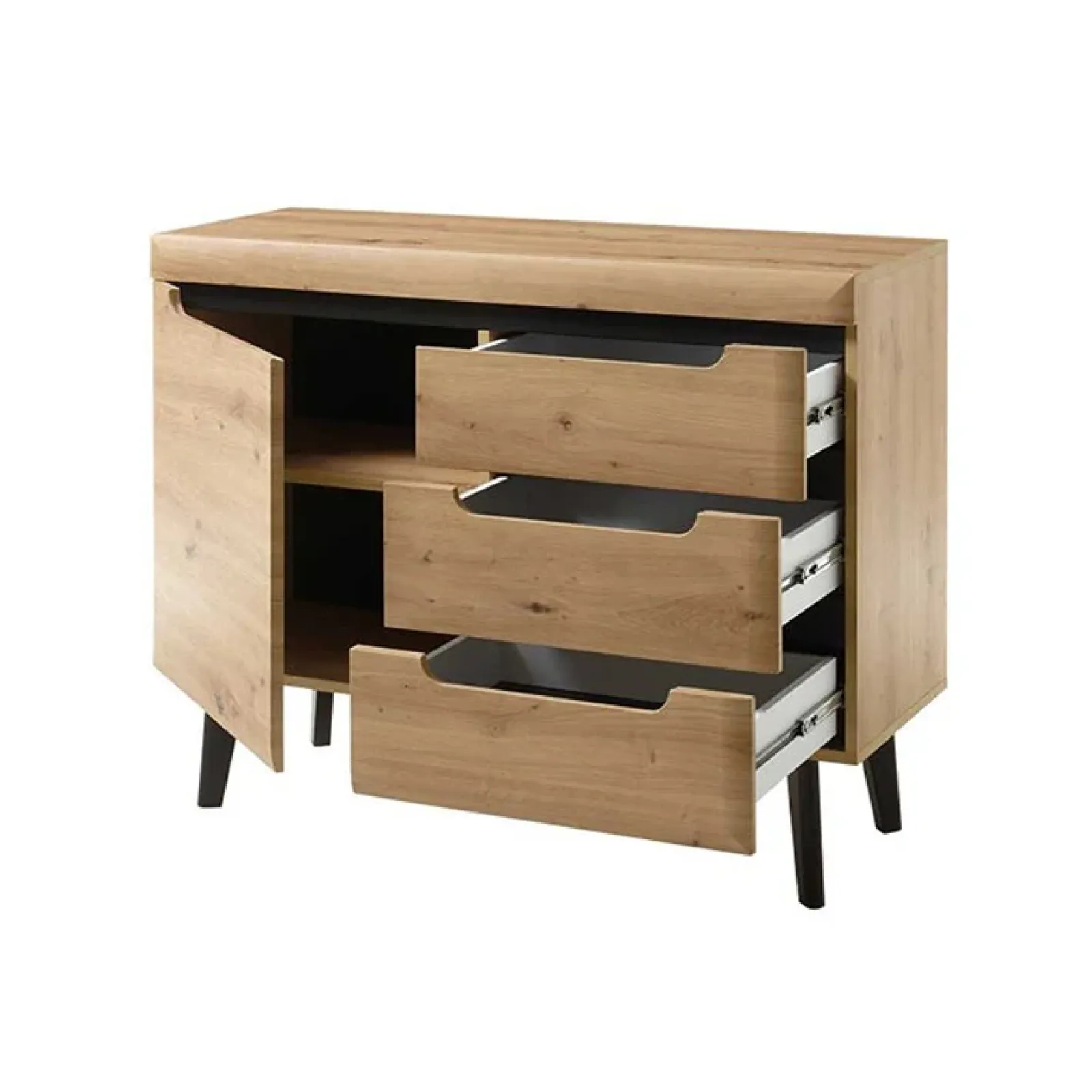 Garnero Arredamenti Credenze Moderne|Madie Moderne-Credenza 107x83h cm 1 anta 3 cassetti moderna rovere Alimena Gihome®