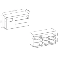 Garnero Arredamenti Credenze Moderne|Madie Moderne-Credenza 169x85h cm 1 anta 3 cassetti bianco lucido rovere Bahama Bianco Lucido - Rovere Rustico