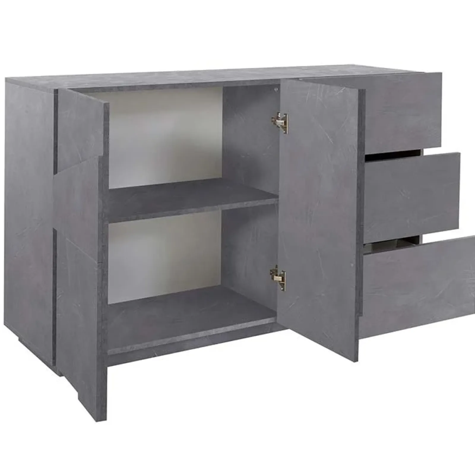 Garnero Arredamenti Credenze Moderne|Madie Moderne-Credenza 143x86h cm 2 ante 3 cassetti moderna Zenzero Gihome® Ossido