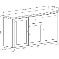 Garnero Arredamenti Credenze Moderne|Madie Moderne-Credenza 160x93h cm 3 ante 1 cassetto moderna quercia Texel Verde