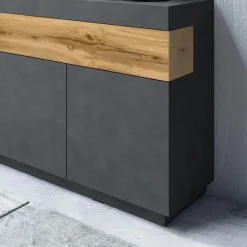 Garnero Arredamenti Credenze Moderne|Madie Moderne-Credenza 150x85h cm 3 ante 1 cassetto moderna antracite rovere Bahama