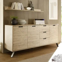 Garnero Arredamenti Credenze Moderne|Madie Moderne-Credenza 206x86h cm 3 ante 3 cassetti moderna sherwood oak Juvena