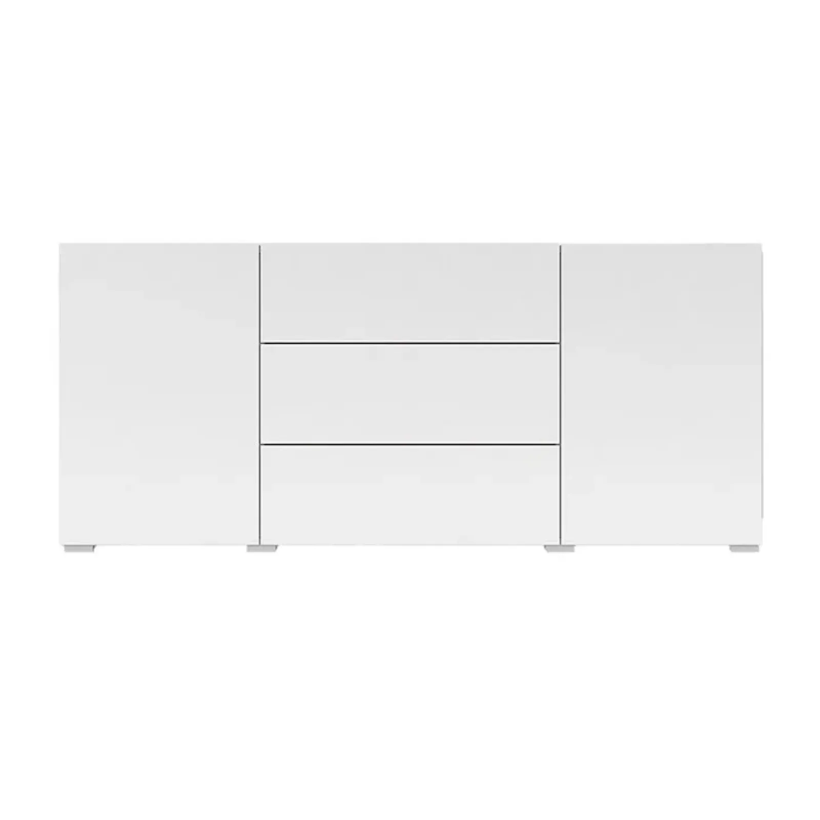 Garnero Arredamenti Credenze Moderne|Madie Moderne-Credenza 140x63h cm 2 ante 3 cassetti moderna soggiorno bianca Fusion Bianco Opaco