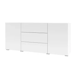 Garnero Arredamenti Credenze Moderne|Madie Moderne-Credenza 140x63h cm 2 ante 3 cassetti moderna soggiorno bianca Fusion Bianco Opaco