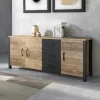 Garnero Arredamenti Credenze Moderne|Madie Moderne-Credenza 192x79h cm 3 ante 3 cassetti moderna quercia nero opaco Nebraska