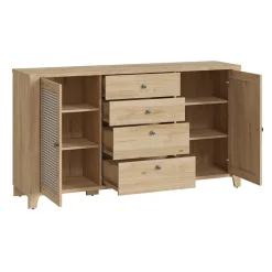 Garnero Arredamenti Credenze Moderne-Credenza 164x91h cm 2 ante 4 cassetti moderna rovere naturale Astoria