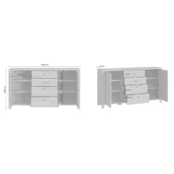 Garnero Arredamenti Credenze Moderne-Credenza 164x91h cm 2 ante 4 cassetti moderna rovere naturale Astoria
