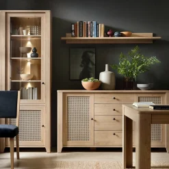 Garnero Arredamenti Credenze Moderne-Credenza 164x91h cm 2 ante 4 cassetti moderna rovere naturale Astoria