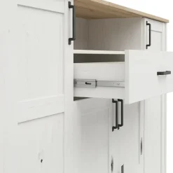 Garnero Arredamenti Credenze Moderne|Madie Moderne-Credenza 194x99h cm 4 ante 1 cassetto scandinava bianco frassinato rovere Lars