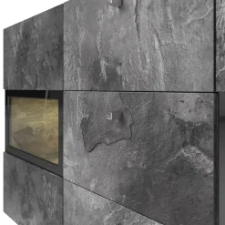 Garnero Arredamenti Credenze Moderne|Madie Moderne-Credenza 132x70h cm 2 ante 3 cassetti moderna nero Emotion Gihome® Ossido